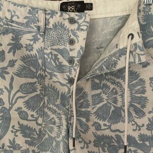 $295 RRL floral cotton/linen shorts